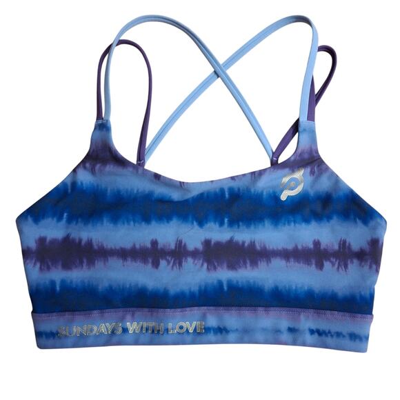Peloton Sport Bra Large Strappy Crossback Pull On Purple Sundays with Love - Picture 1 of 4